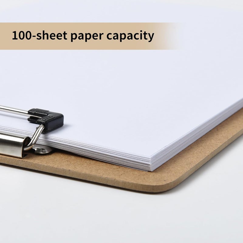 Uzant Clipboards 10 Pack Letter & A4 Size, 9" x 12.5" & 8.5" x 11" Wooden Hardboard Clipboards with Low Profile Clip, Hanging Loop for Office, Home & Classroom - Image 5